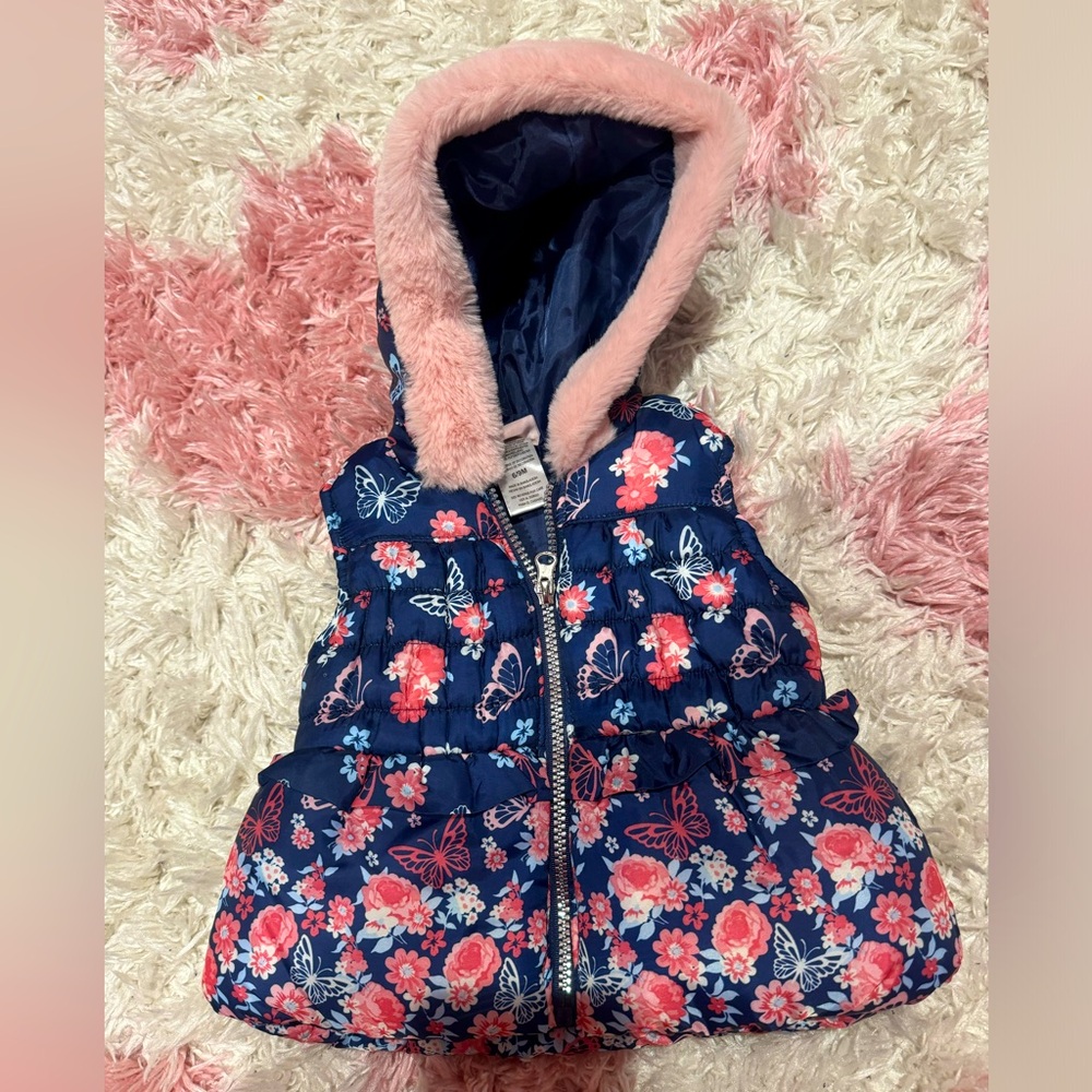 Navy floral puffy vest Little Lass